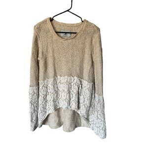 Judithmarch Women's Cream Lace Knitted Sweater Top